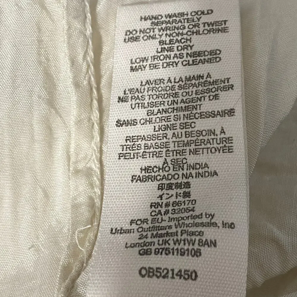 Free People Circle Of Love Embroidered MIni Dress V Neck Lace Up Back Size 12 - Picture 8 of 13